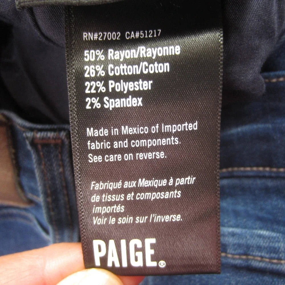 Paige Jeans Mens 30 (31x33.5) Federal Slim Straight Stretch Dark Wash Denim READ